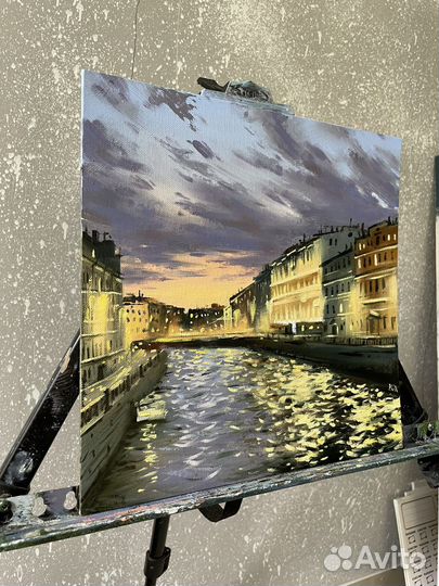 Картина маслом огни Петербурга