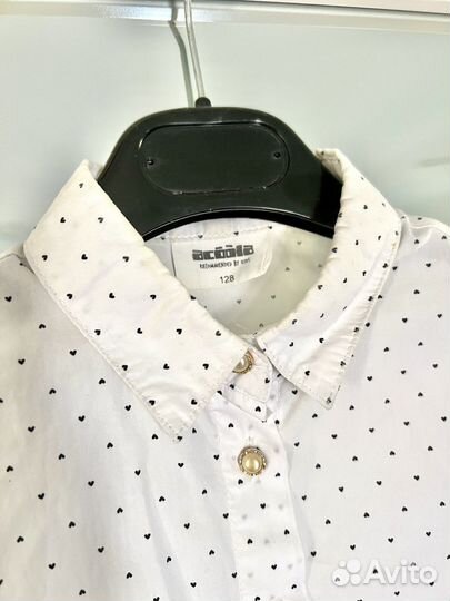 3 блузки рубашки для девочки белые для школы р 128