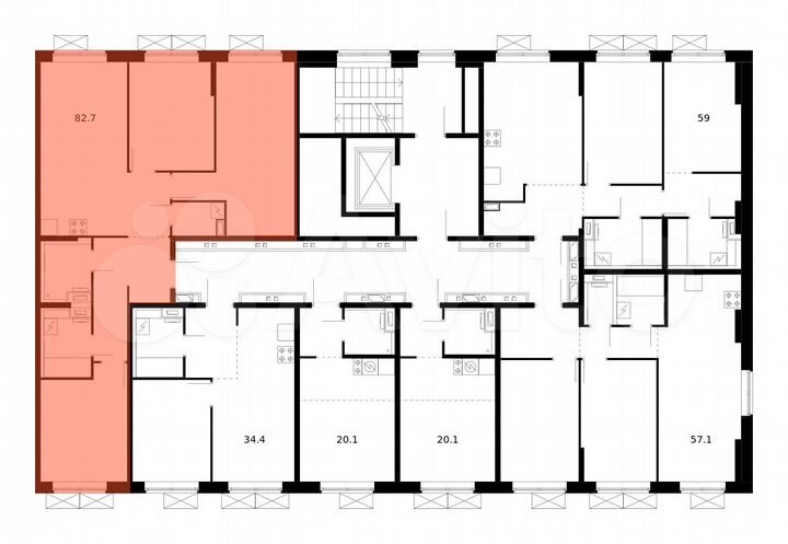 3-к. квартира, 82,7 м², 8/9 эт.