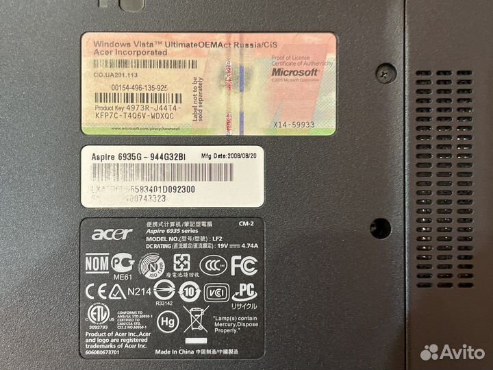 Ноутбук acer -aspire 6935
