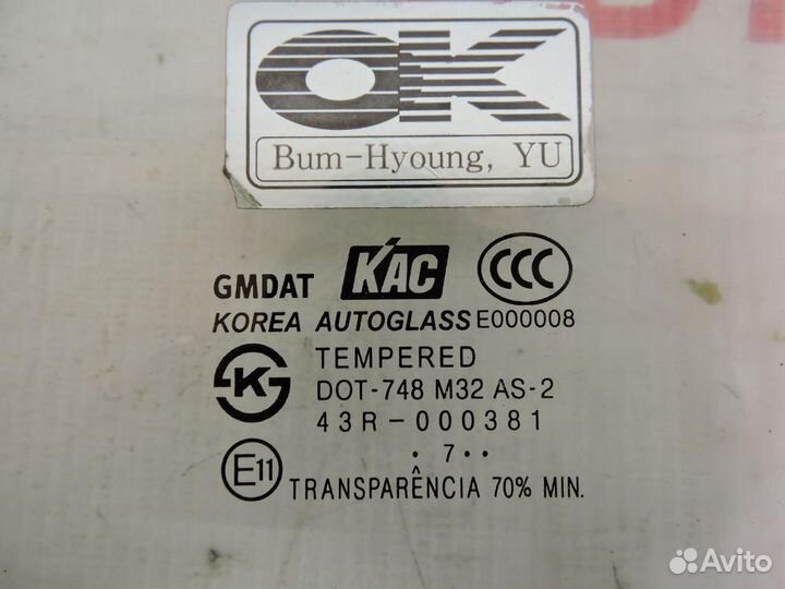 Стекло двери задней левой Chevrolet Spark M200 200