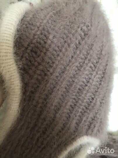 Ушанка и варежки из ангоры