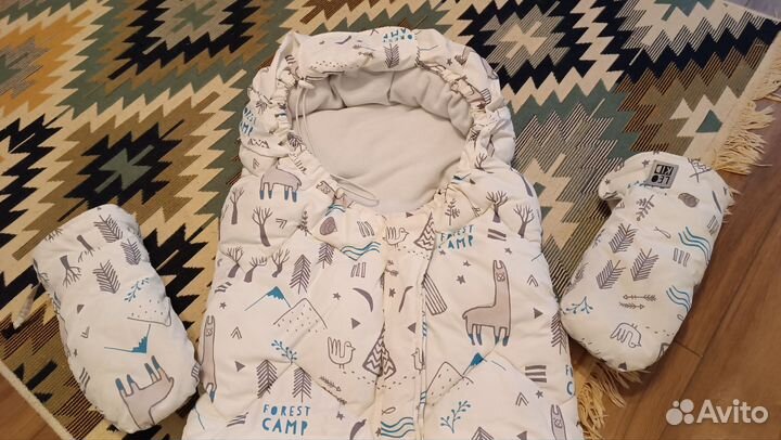 Зимний конверт в коляску и варежки leokid