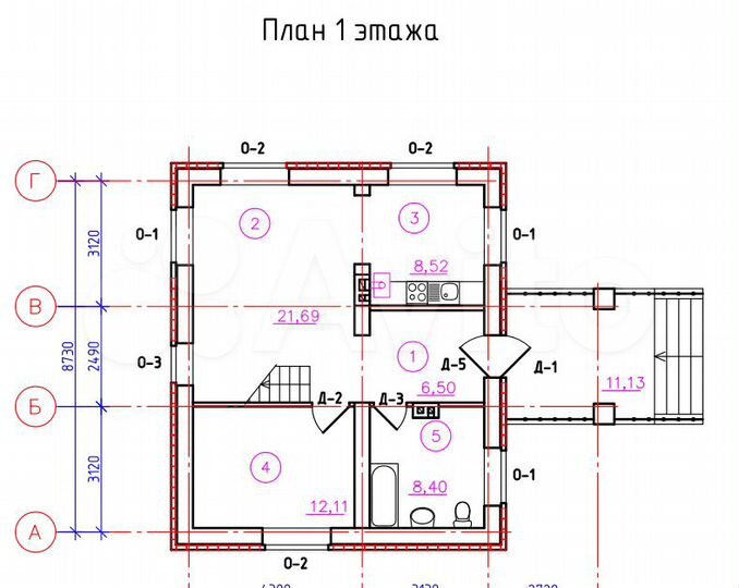 Коттедж 113,5 м² на участке 10 сот.