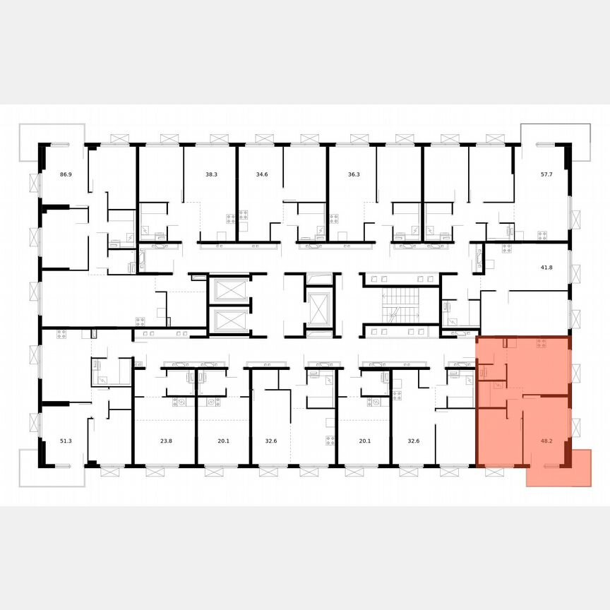 2-к. квартира, 48,2 м², 7/24 эт.