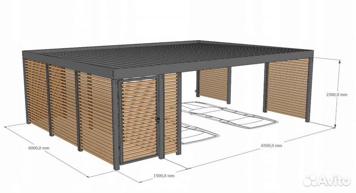 Автомобильный навес с хозблоком