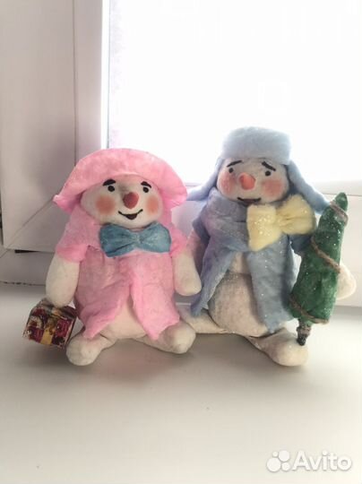 Ватная елочная игрушка. Снеговики