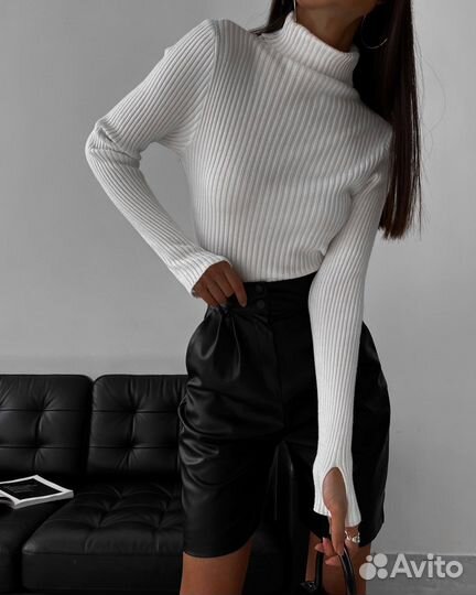 Шорты из эко кожи с высокой талией look online