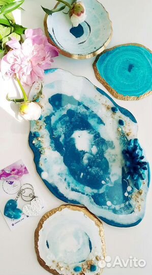 Бирюзовый подарочный набор посуды