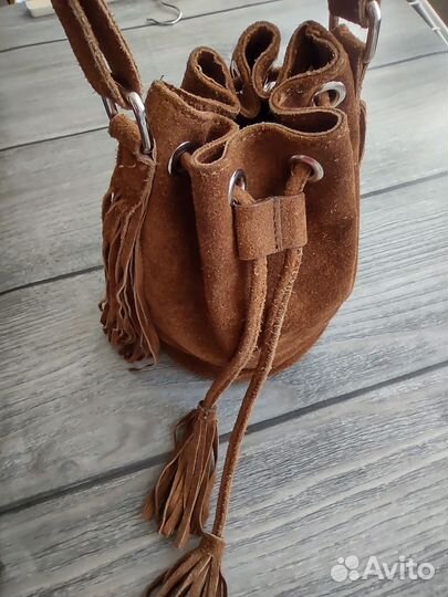 Сумка мешок натуральная замша