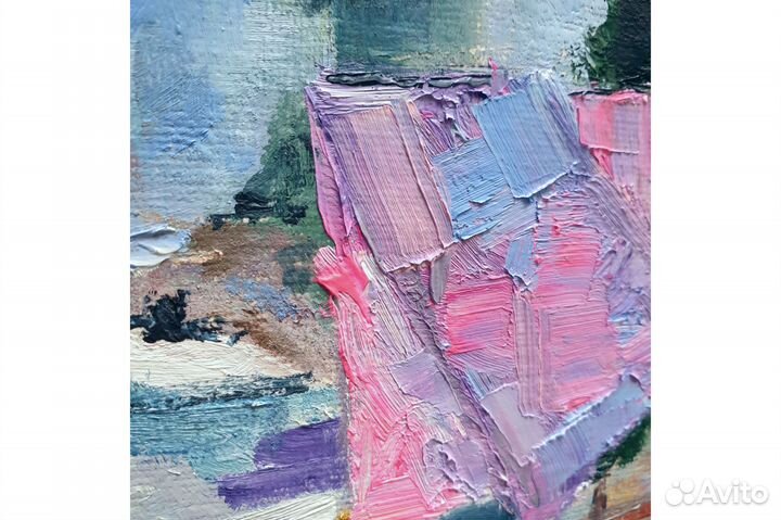 Картина Крым пейзаж маслом на холсте 18х24 см