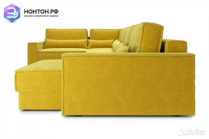 Диван п-образный тик-так Сохо горчичный