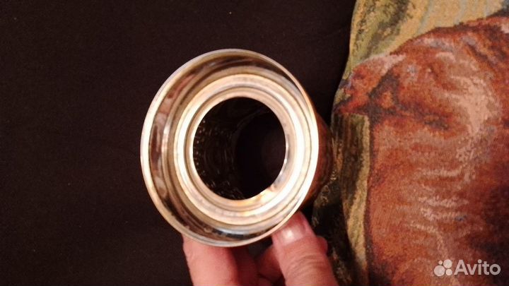 Подстаканник СССР с гербом, никель с позолотой