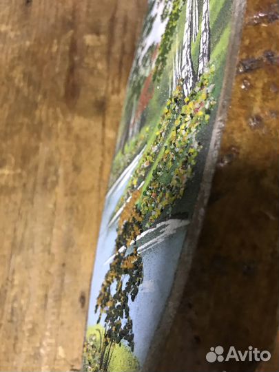 Картина на срезе дерева