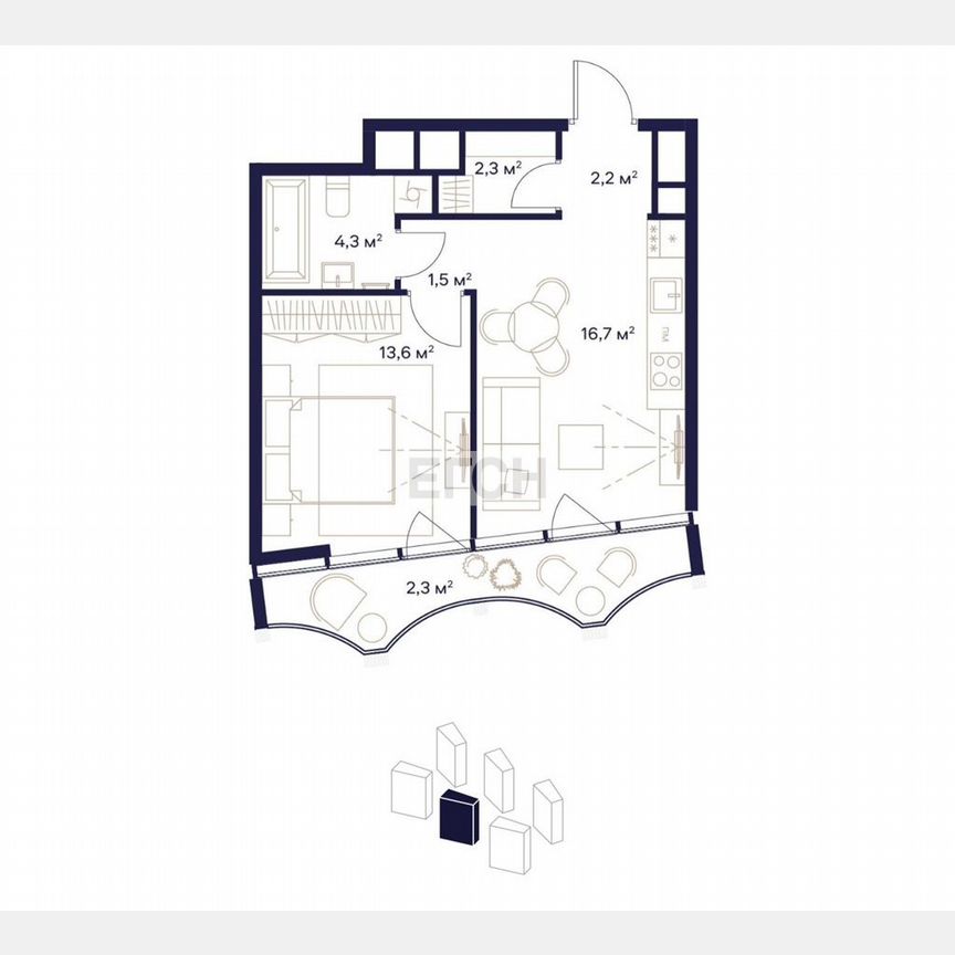 1-к. квартира, 42,6 м², 3/28 эт.