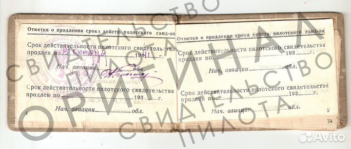 Ночные ведьмы - свидетельство пилота (подлиник)