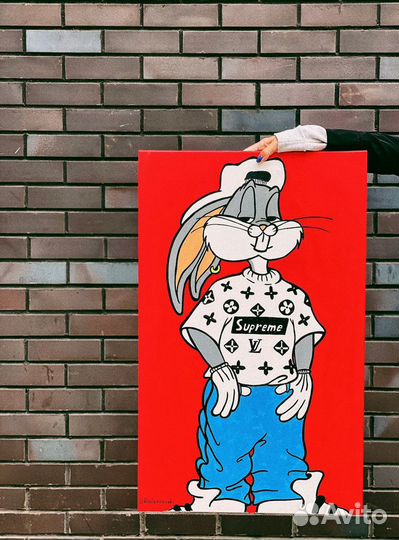 Supreme Bugs Bunny картина акрил 90x70 и 100x120