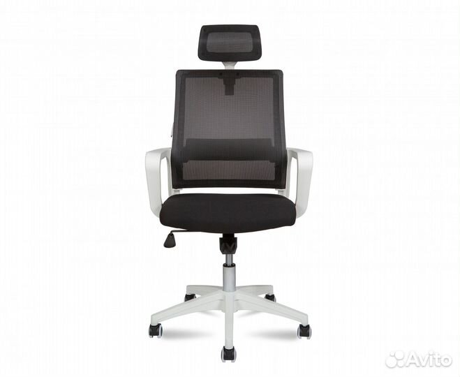 Кресло офисное Бит white Сиденье черная ткань/Сетк