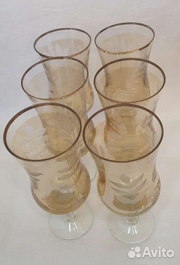 Фужеры/бокалы винтаж медовое стекло