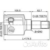 ШРУС внутренний левый 23x40x26 ford focus CB4 2008