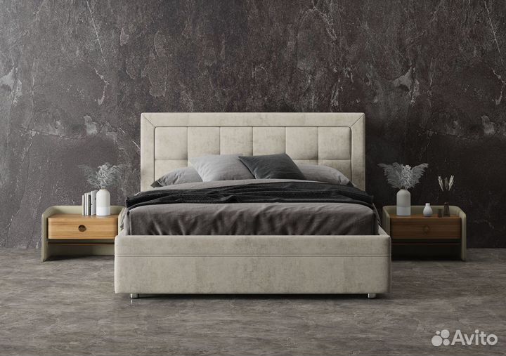 Кровать велюр + матрас в наличии