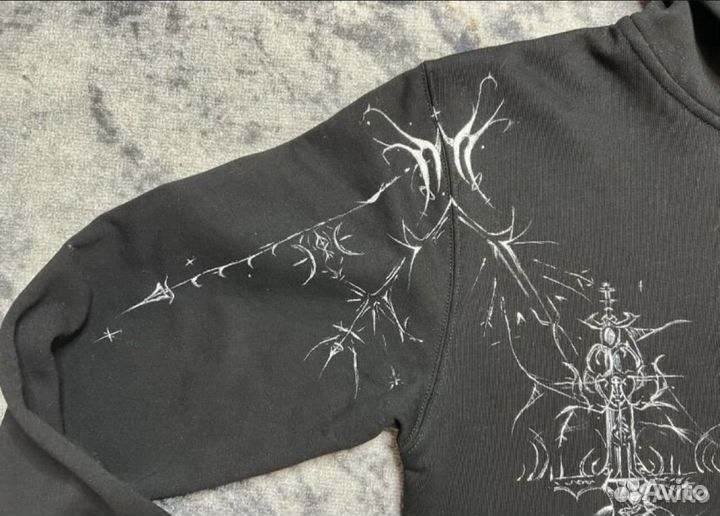 Custom Balenciaga tab logo cropped boxy zip hoodie