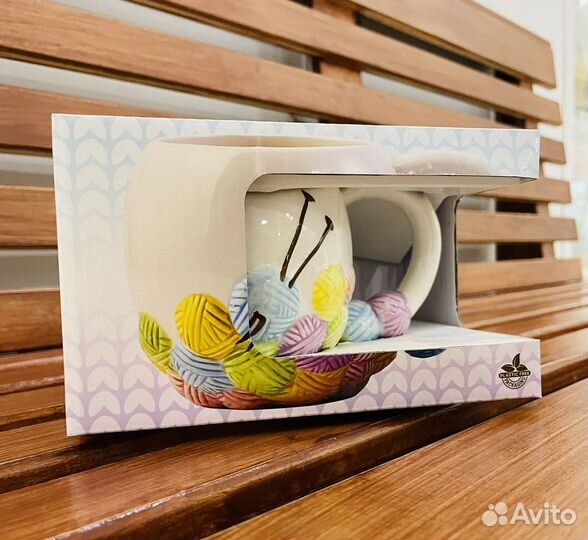 Кружка с ручкой и рисунком в виде клубков 500мл