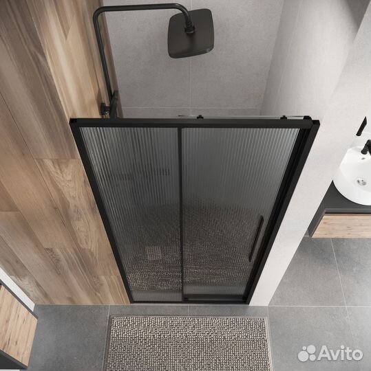 Душевая дверь Niagara Nova 110 NG-84-L11FHB профиль черный матовый/стекло рифленое