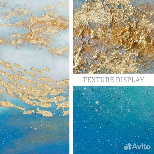 Картина на холсте маслом золотые рыбки