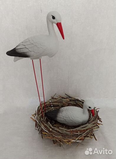 Декор. Гнездо из ротанга с аистами