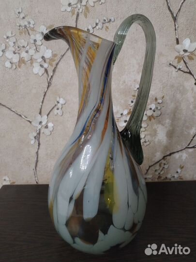 Кувшин цветное стекло СССР винтаж