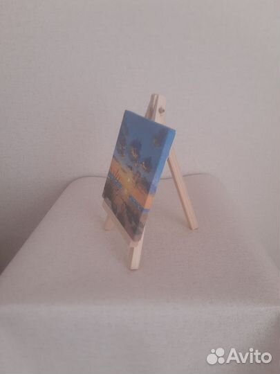 Мини картина маслом море закат