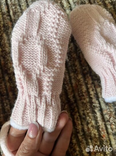 Новый Комплект шапка, шарф и варежки от 3 мес