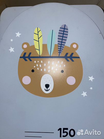 Детский ростомер медведь складной деревянный