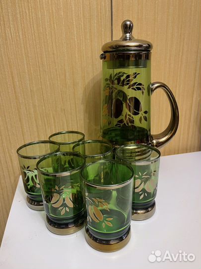 Кувшин хрустальный со стаканами под сок