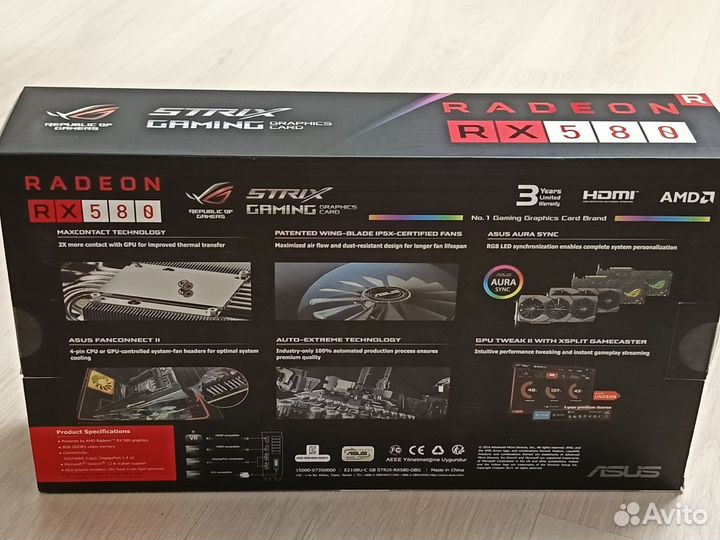 Видеокарта RX 580 8Gb Asus ROG