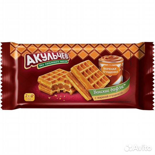 Вафли Акульчев Венские с Варёной сгущенкой 100 г