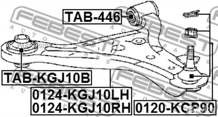 Febest 0124-KGJ10LH Рычаг передний нижний левый