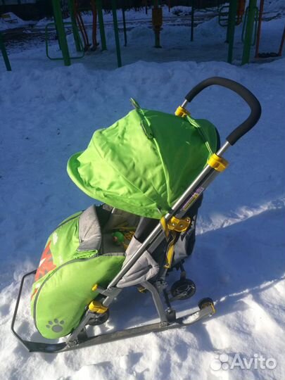 Коляска санки с колесами Nika