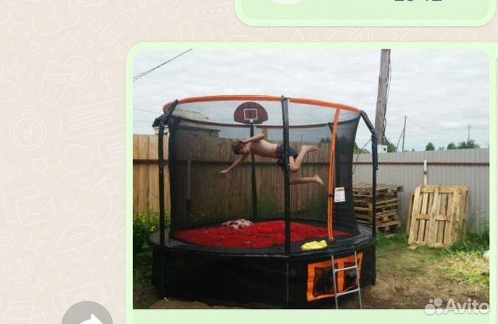 Детский батут с сеткой. баскетбольное кольцо
