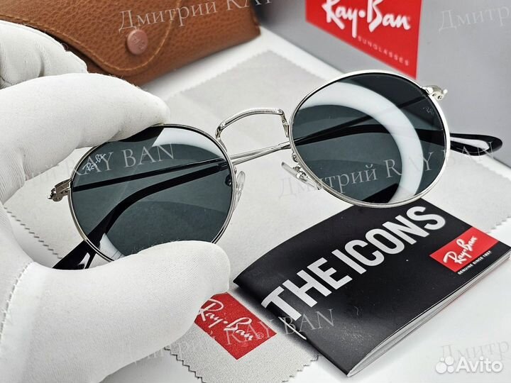 Очки Ray Ban 3447 Round Metal Silver Black Стекло