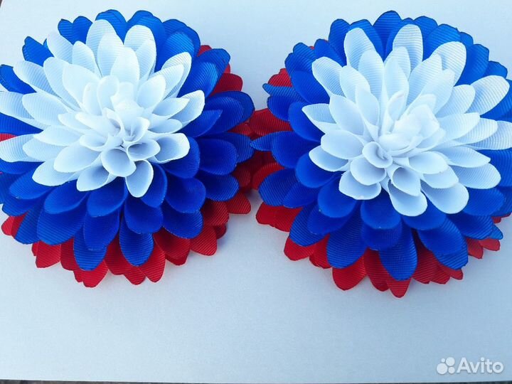 Банты для волос (Российский триколор) ручной раб