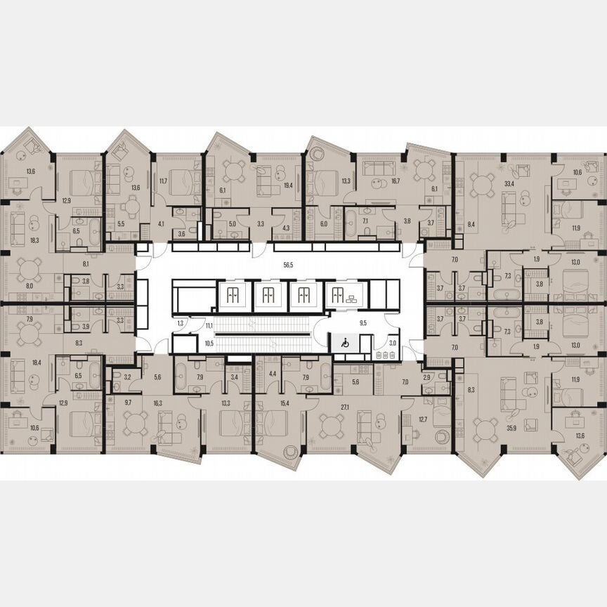 2-к. квартира, 38,5 м², 35/39 эт.