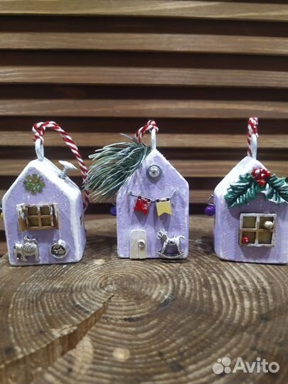 Новогодние домики из дерева