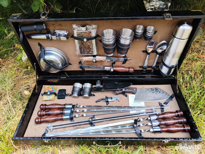 Шашлычный набор подарочный, нож ст.65х13