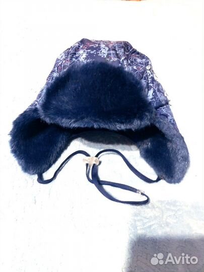 Шапка зимняя для мальчика 46-48 синяя мех