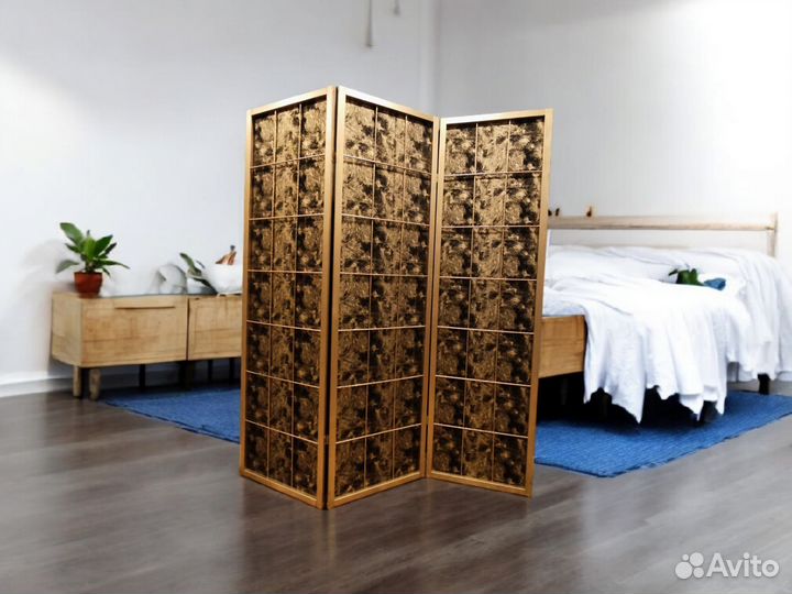 Ширма перегородка золотая паутинка