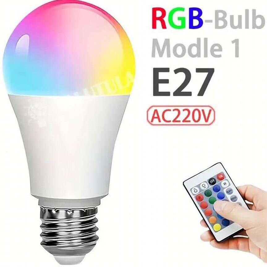 [2700K] Rgb Led Лампа С Пультом И Цоколем E27