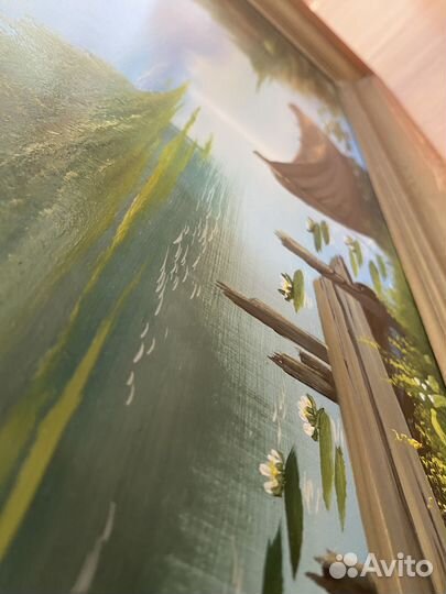 Картина маслом на картоне 120х50