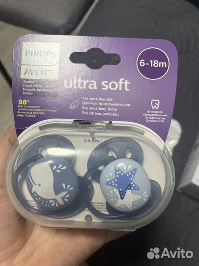 Соски пустышки avent 6-18 новые